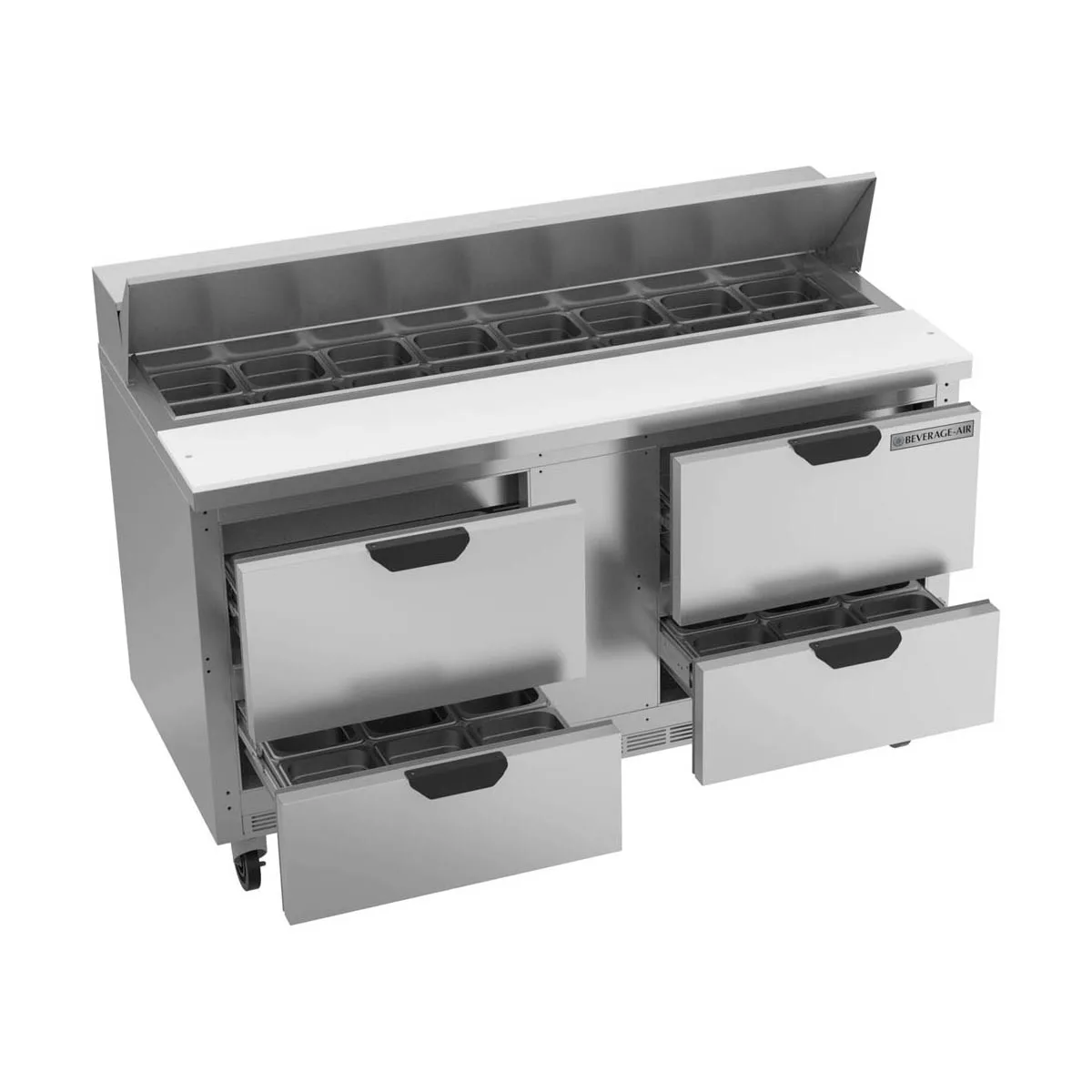 Beverage Air SPED60HC-16-4 60" Two Section Sandwich/Salad Prep Table w/ 4 Drawers, 16 Pans