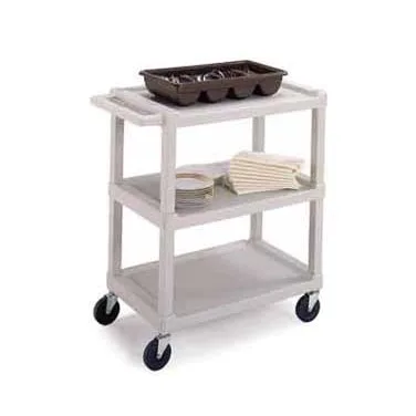 Lakeside 2000 3-Shelf Beige Plastic Utility Cart w/ 300-lb Capacity - 32-1/2"W x 17-1/8"D x 34-7/8"H