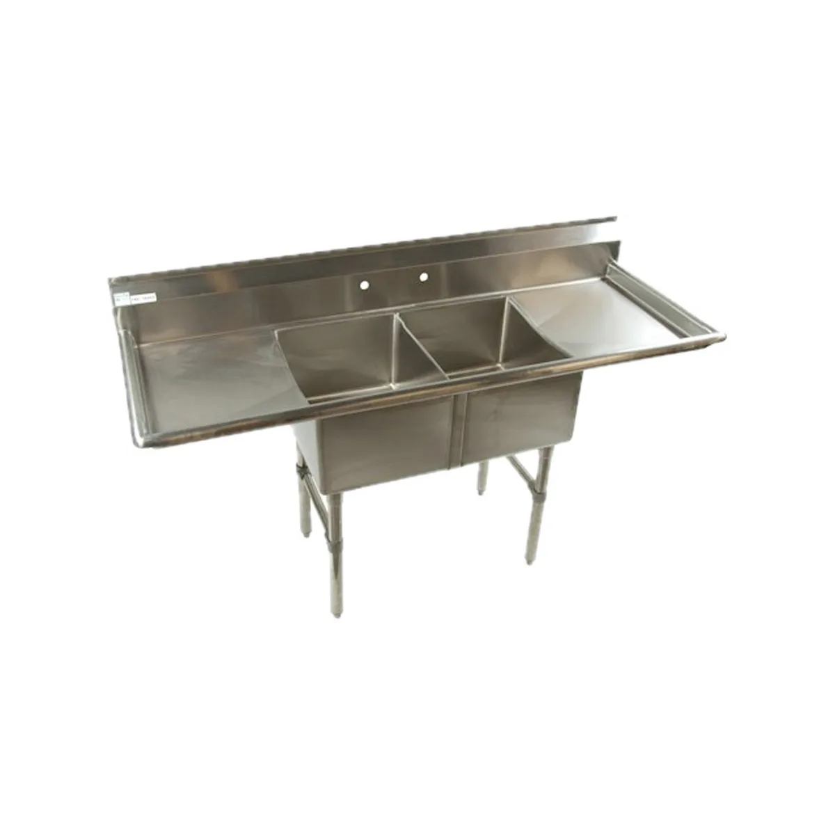 Klinger's Trading EIT22D18 84" Two Compartment Sink, 24"W x 24"L Bowl With 2 Drainboards