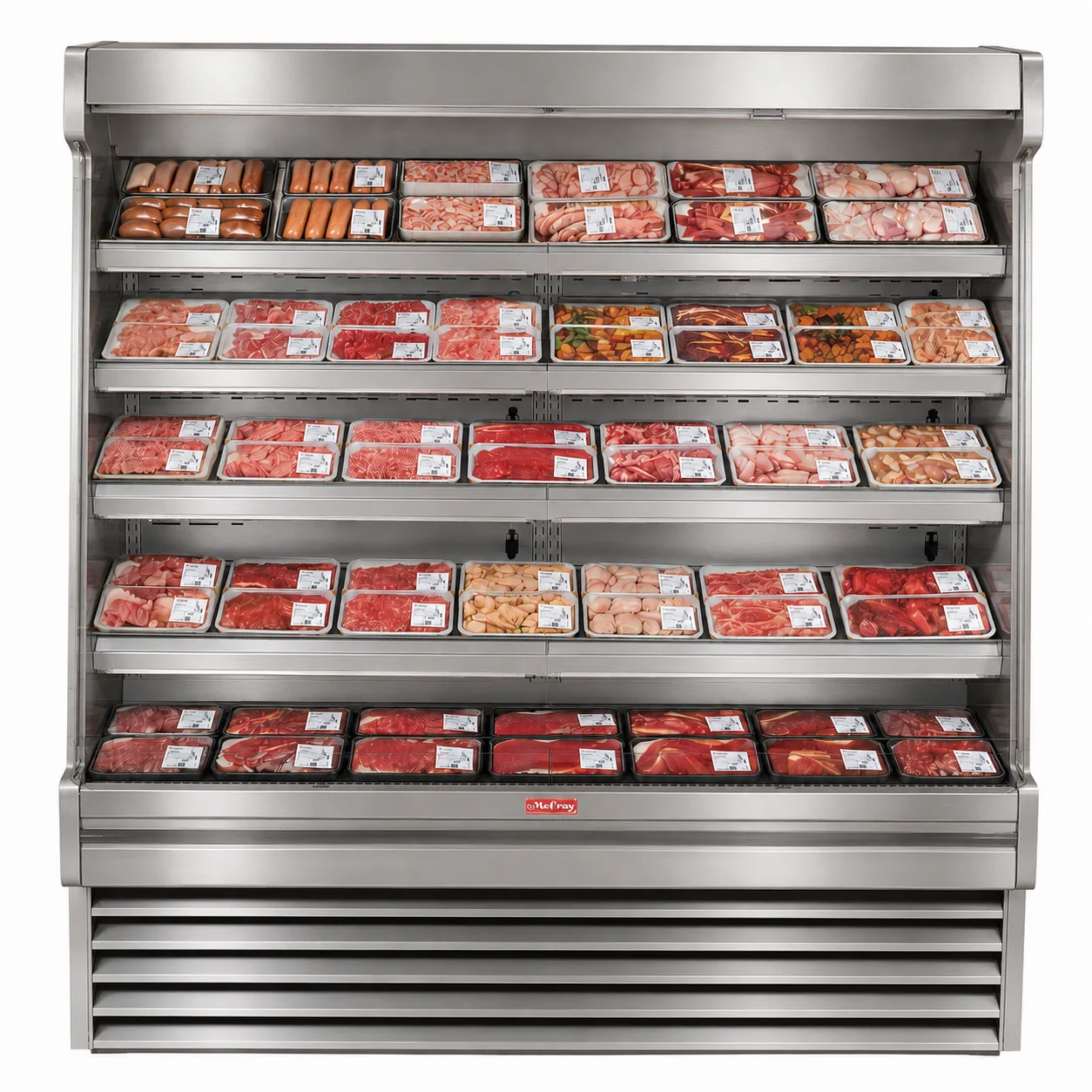 Howard-McCray SC-OM35E-8S-S-LED Open Merchandiser, 99", 4‑Tier LED Shelves, 115V