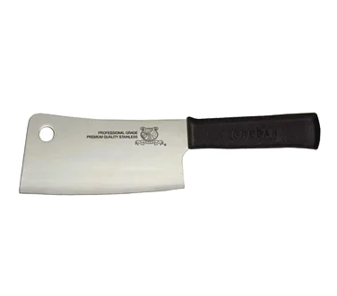 Omcan USA 10549 Cleaver Knife, 7" Stainless Blade, Black Plastic Handle - Pro Butcher Tool