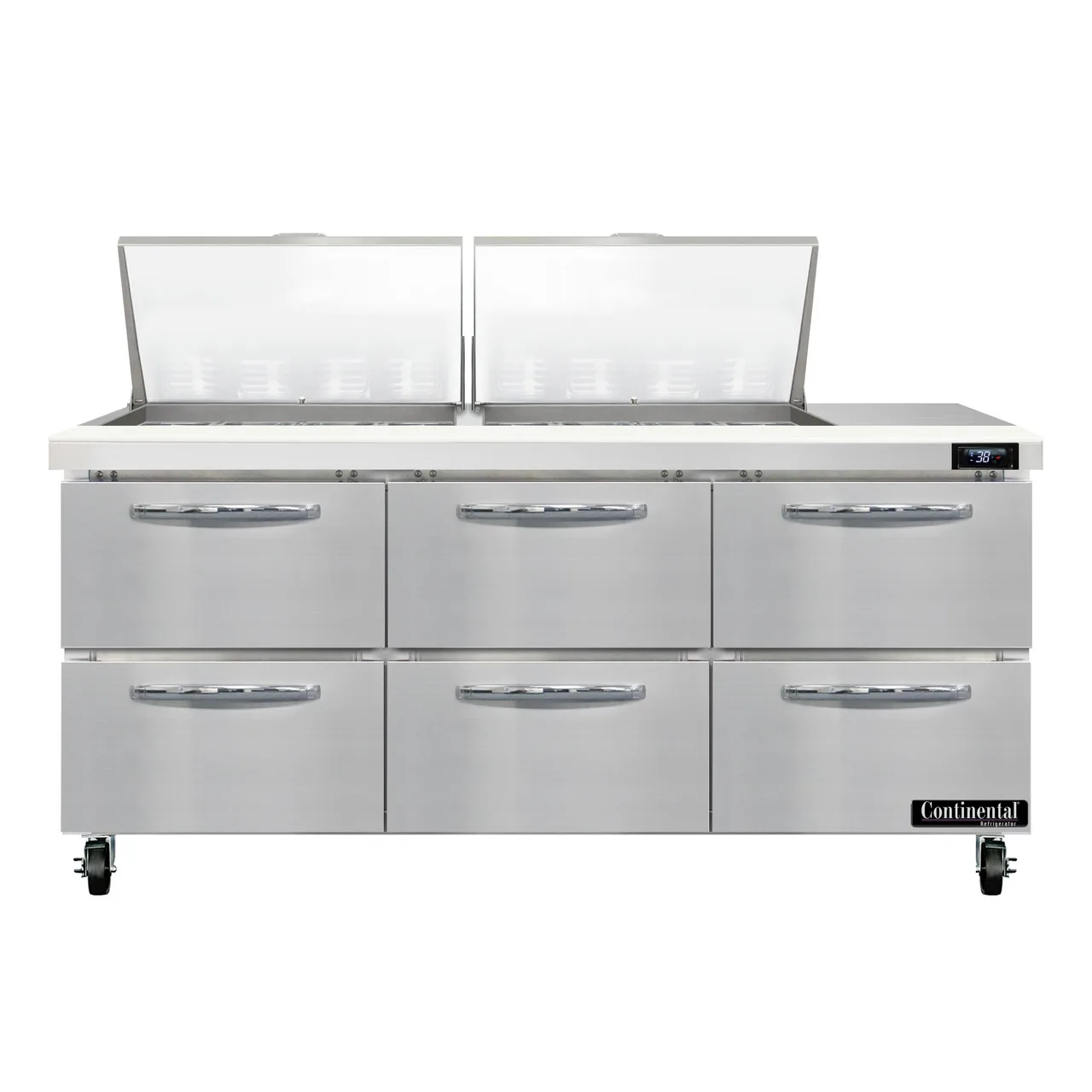 Continental Refrigerator SW72N24M-D 72" Mega Top Sandwich Prep Table w/ 6 Drawers, 24 pans