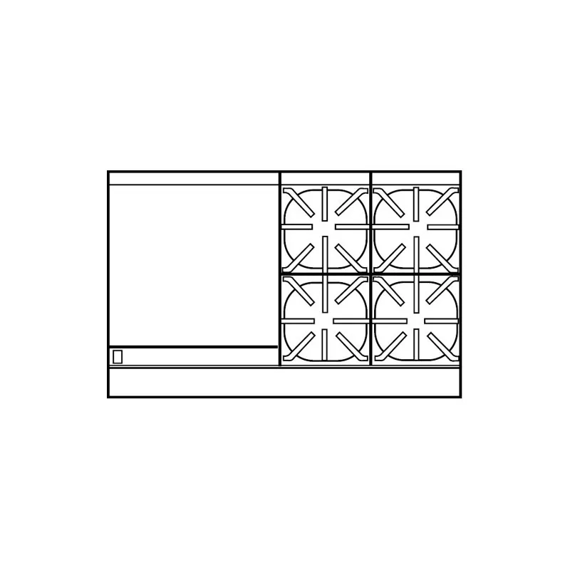 Imperial IR-4-RG24-XB 48" Gas Restaurant Range w/ (4) Open Burners, (1) 24" Raised Griddle/Broiler, (1) Standard Oven, (1) Cabinet Base, 203.000 BTU