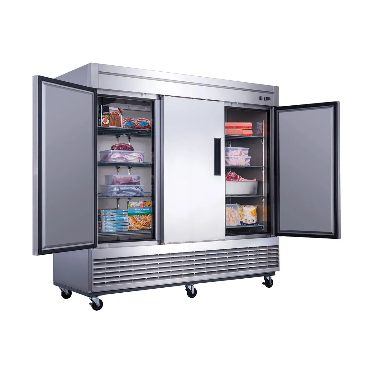 Dukers Appliance Co D83F 82" 3-Solid Door Reach-In Freezer, Bottom Mounted, 64.80 cu. ft.