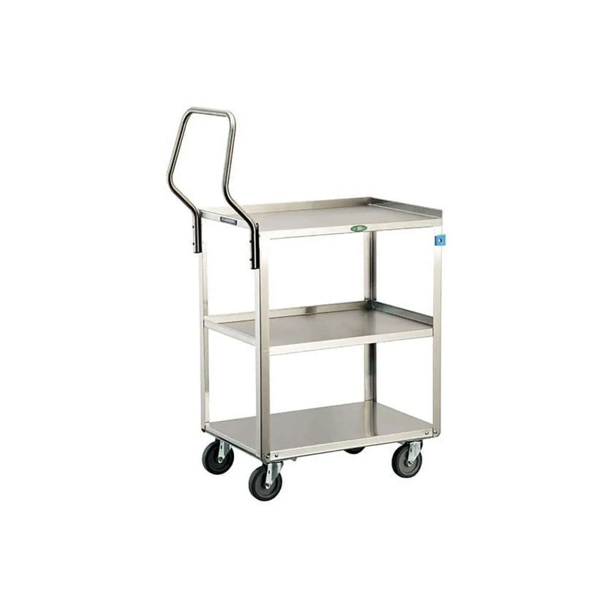 Lakeside 4411 Handler Stainless Steel 3 Shelf Medium Duty Utility Cart w/ 15-1/2" x 24" Shelf Size