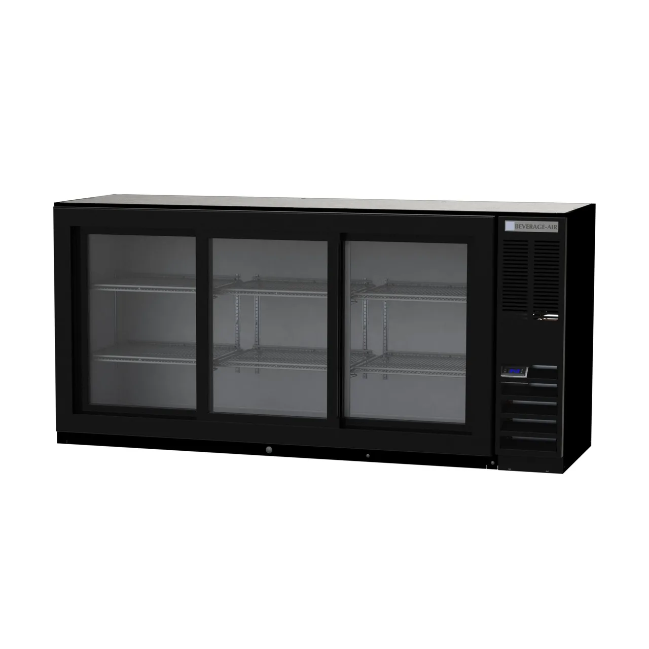 Beverage Air BB72HC-1-GS-B 72" 3 Section Black Back Bar Cooler with Glass Door