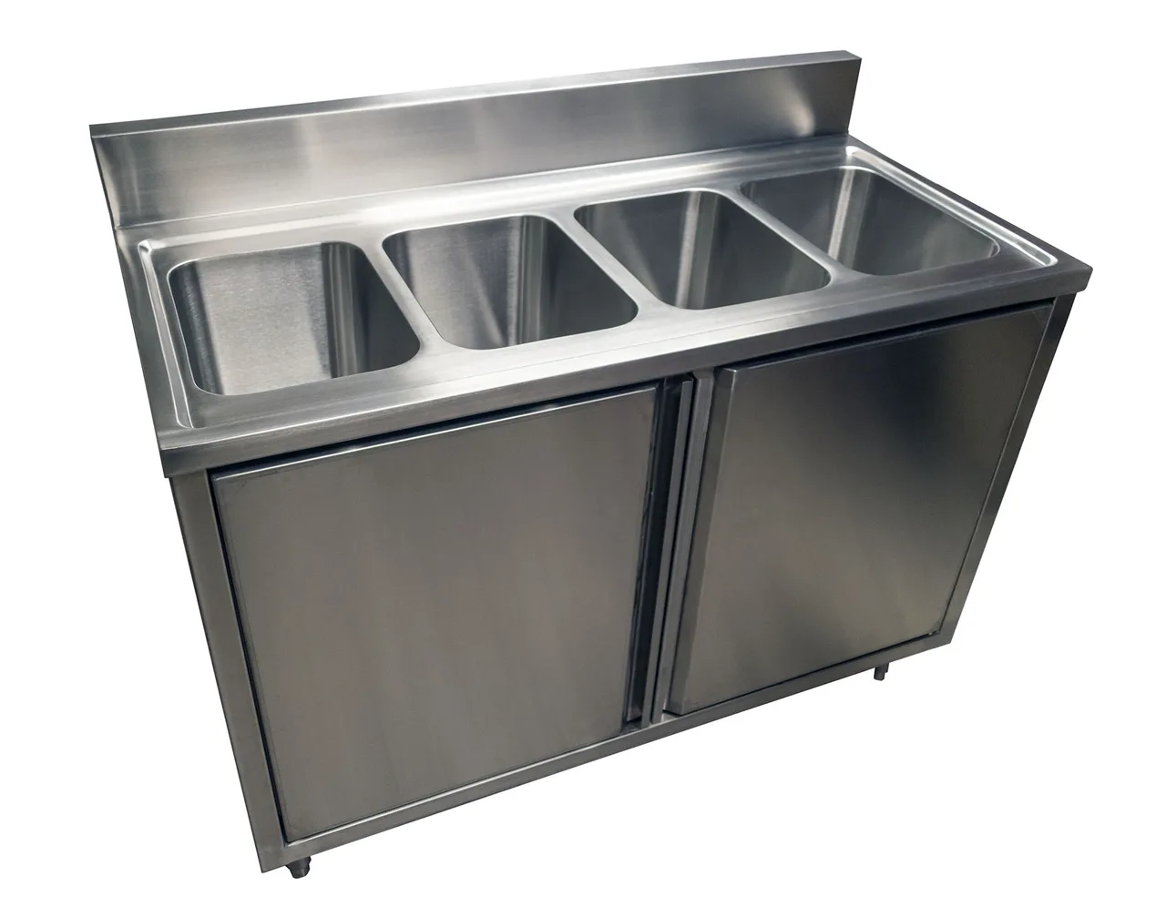 BK Resources CSTR5-4-1014H 48" (4) Compartment Sink Cabinet, 10"W x 14"L Bowl Without Drainboard