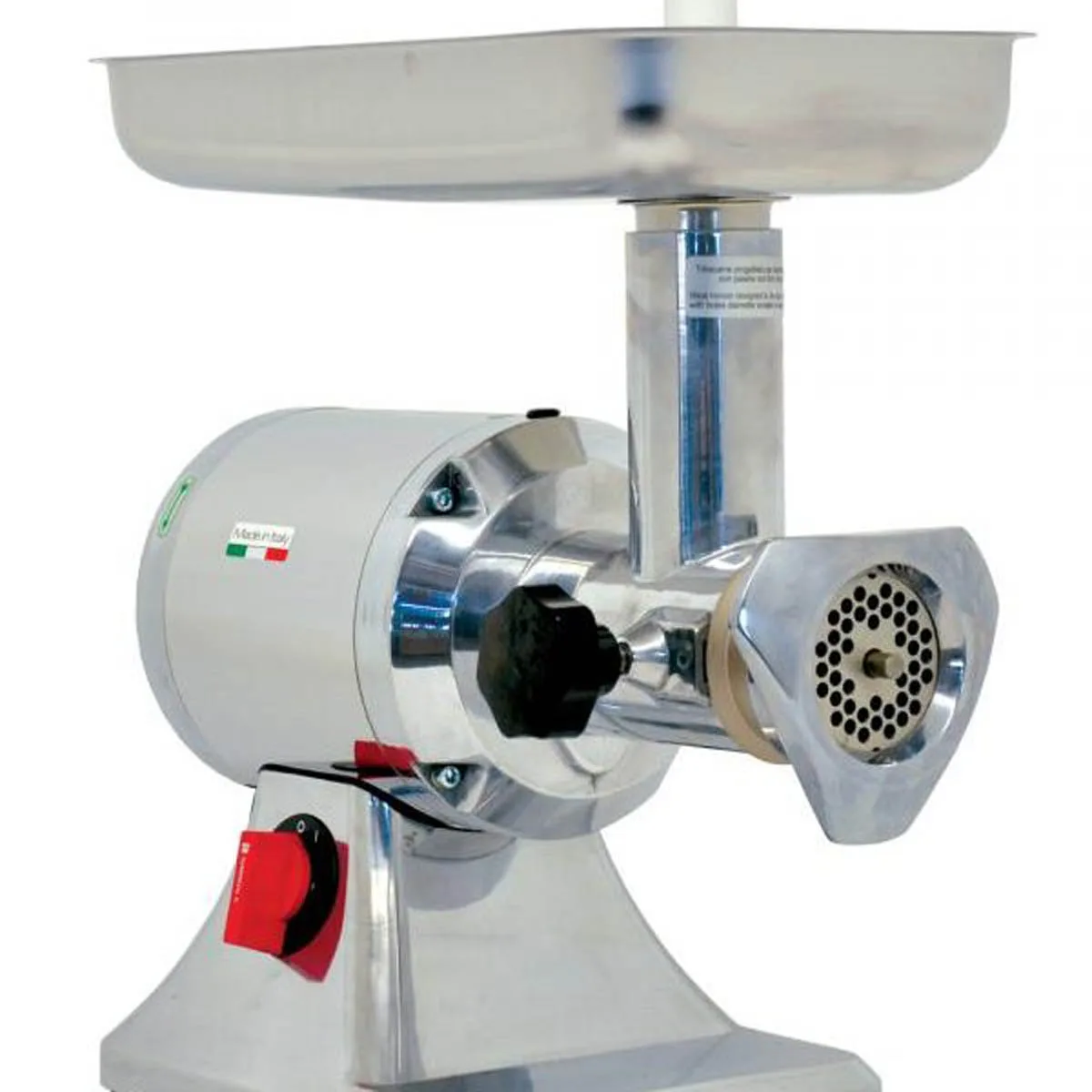 Omcan USA 11053 Countertop Electric Meat Grinder – 1-1/2 HP, #22 Hub, 5mm Plate, 90 RPM, Hopper & Pan, 110V