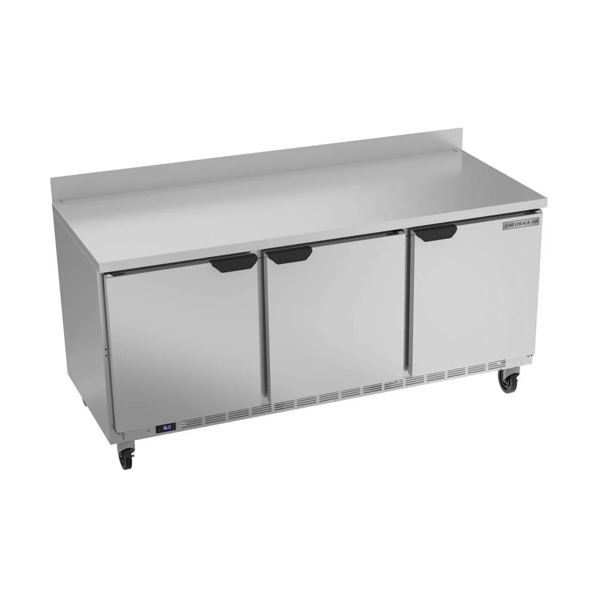 Beverage Air WTR72AHC 72" 3-Section Worktop Refrigerator w/ 3 Doors, 17.88 cu. ft.