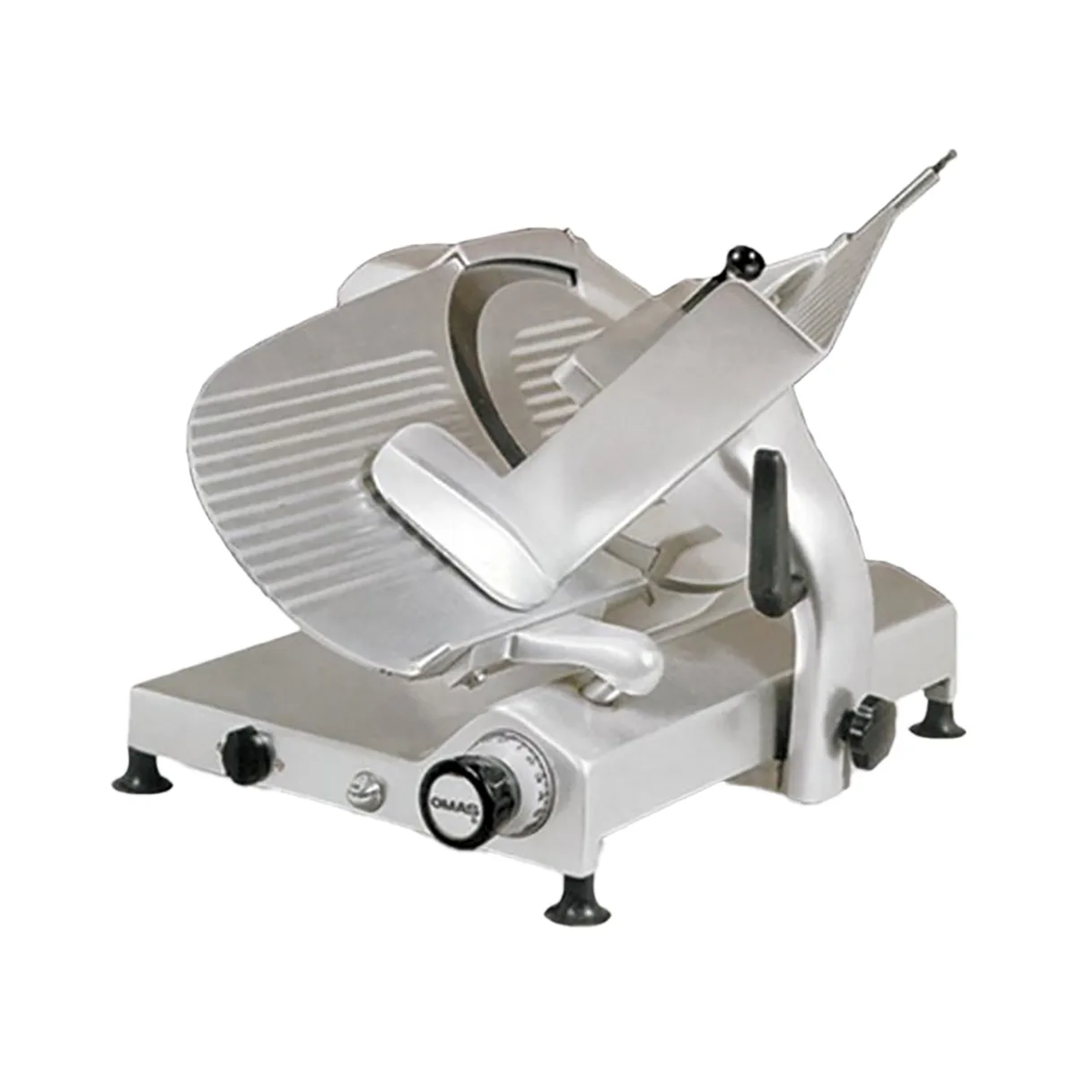 Omcan USA 13642 - Omas Manual Feed Meat Slicer, 13" Carbon Steel Blade, 1/3 HP Gear Drive, 110V 60Hz, Aluminum, Gravity Feed