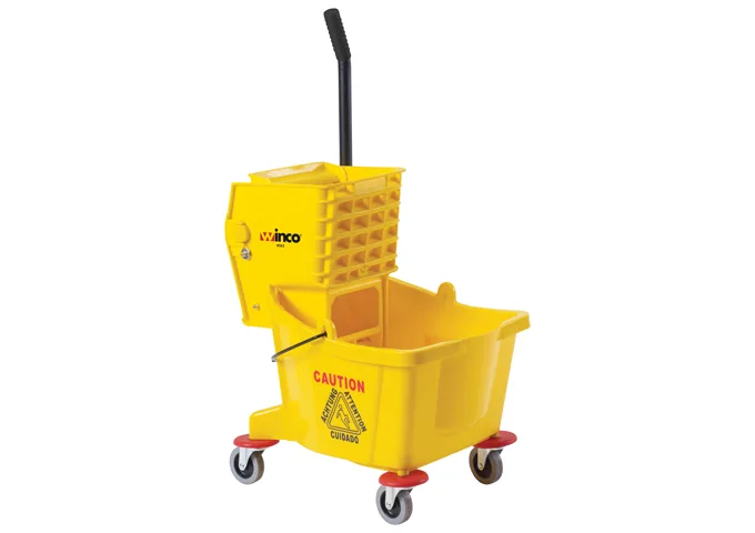 Winco MPB-26 26 Quart Mop Bucket Combo - Side Press Wringer / Yellow