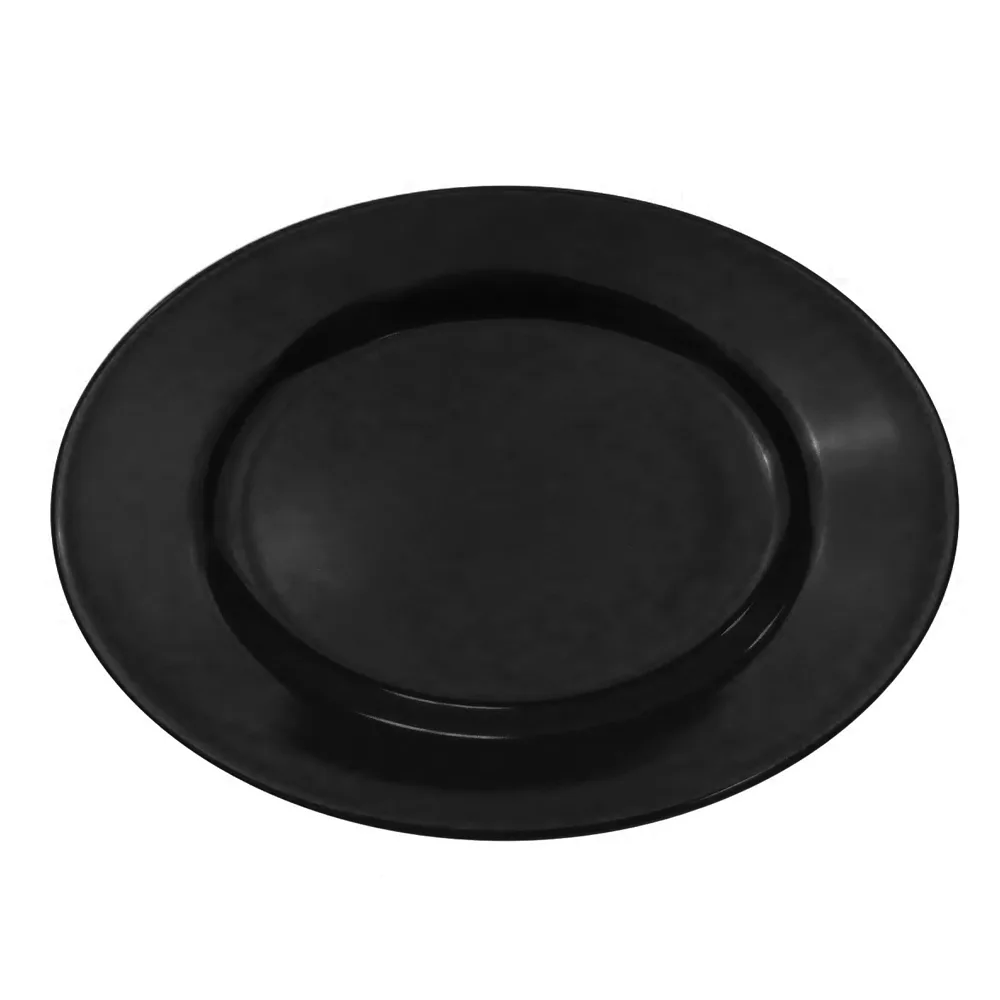 CACChina LV-13-BLK Las Vegas Oval Platter, 11½" x 8¼" x 1¼" Black Ceramic, Dishwasher Safe - Dozen