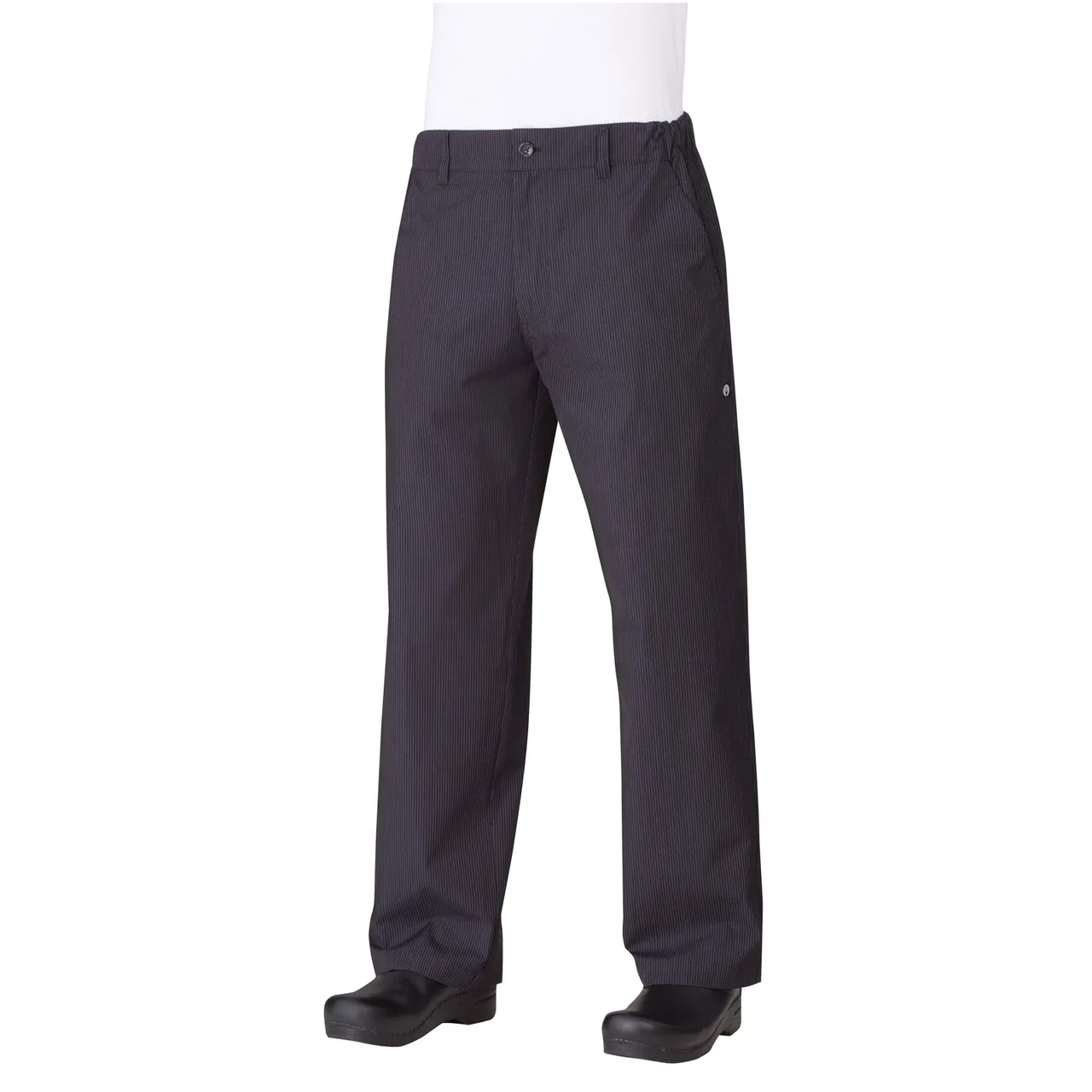 Chef Works PSER-BLK-2XL - Slim-Fit Chef Pants, 2XL Black, 65/35 PolyCotton, Waistband, Zipper Fly