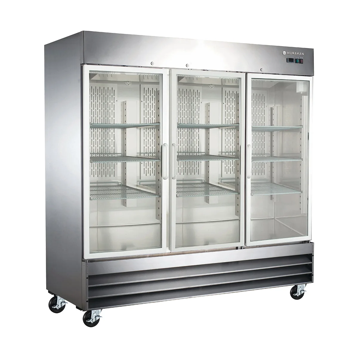 Hurakan HKN-GXE72R3G 81" 3 Glass Door Reach-In Refrigerator, Bottom Mounted, 72 cu. ft