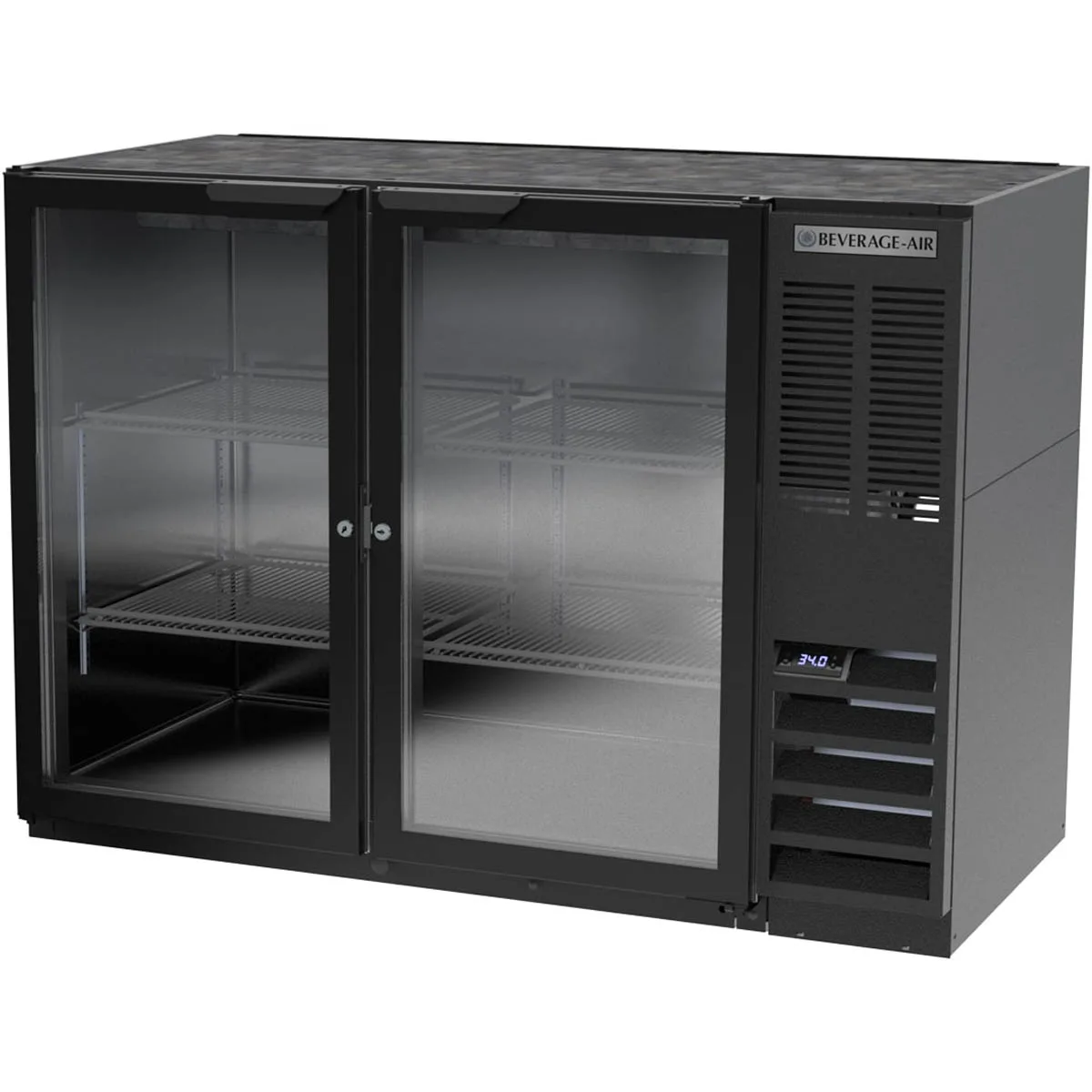 Beverage Air BB48HC-1-FG-B 48" 2 Section Black Back Bar Cooler with Glass Door