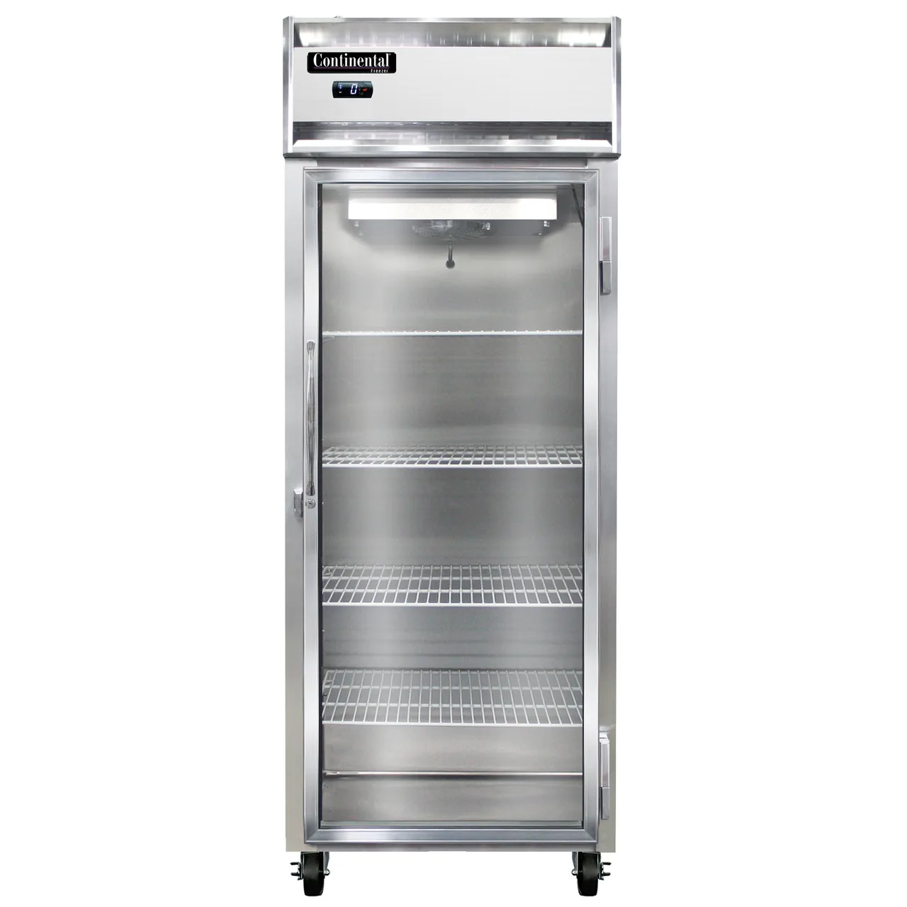 Continental Refrigerator 1FENGD 28" 1-Glass Door Reach-In Freezer, Top Mounted, 21 cu. ft., Stainless Steel Front, Aluminum Interior & Exterior