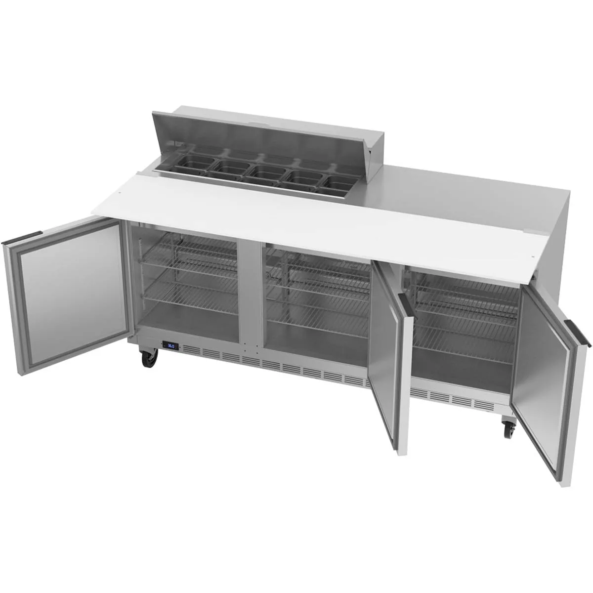 Beverage Air SPE72HC-10C 72" Three Section Sandwich/Salad Prep Table w/ 3 Doors, 10 pans, 20 cu. ft.