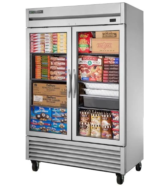 True T-49FG-HC~FGD01 54" 2-Glass Door Reach-In Freezer, Bottom Mounted, 49 cu. ft., Stainless Steel Front, Aluminum Sides