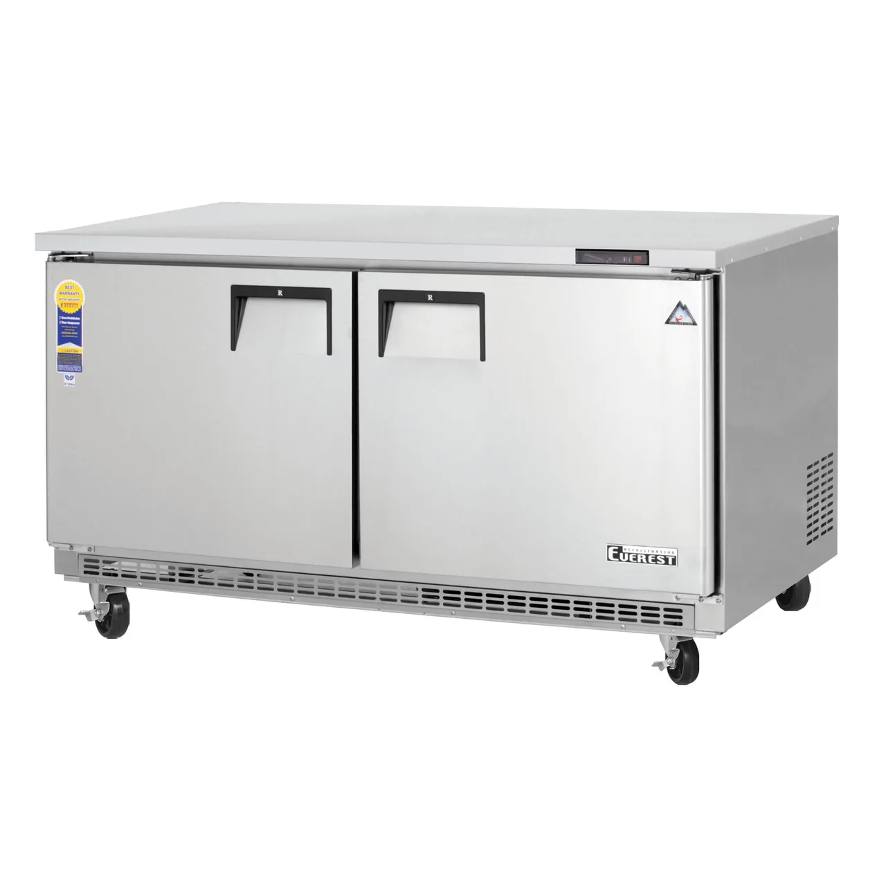 Everest Refrigeration ETBWF2 59" 2-Door Undercounter Freezer, Stainless Steel, Front Breathing, 18 cu. ft.