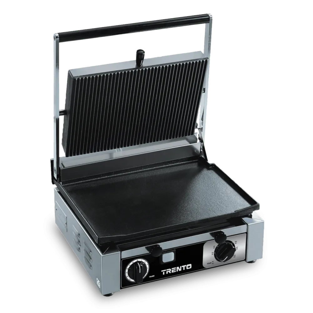 Omcan USA 48603 (Pg-It-0381) Panini Grill, Single, Ribbed Top & Smooth Bottom