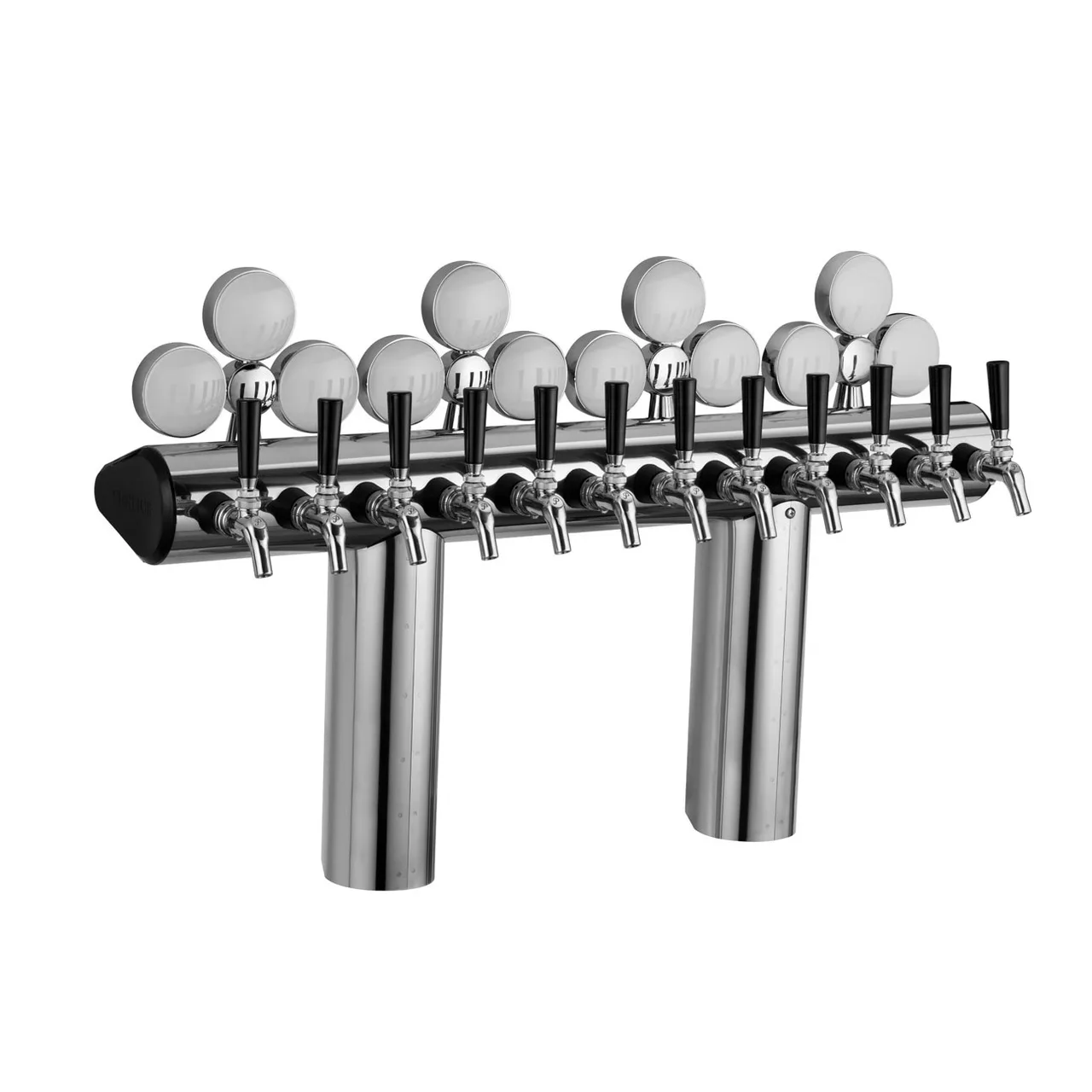 Perlick 66500P-10BPCIM Illuminated Winged Bridge Draft Beer Dispensing Tower, 10 Faucets