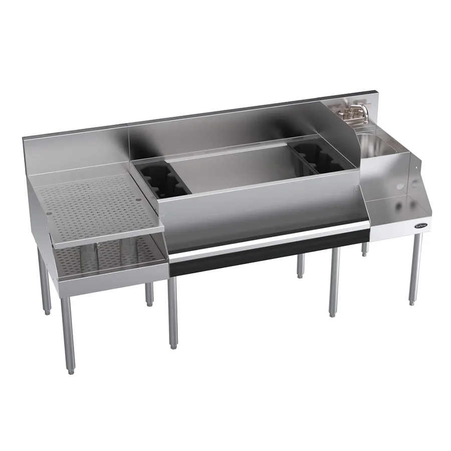 Krowne KR24-W66B-10 66" Blender Station Underbar Ice Bin/Cocktail Station w/ 10 Circuit - 110 lbs