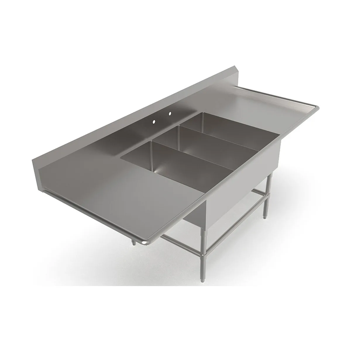 John Boos 3PB1431-2D24 93" Three Compartment Sink, 14"W x 31"L Bowl With 2 Drainboards