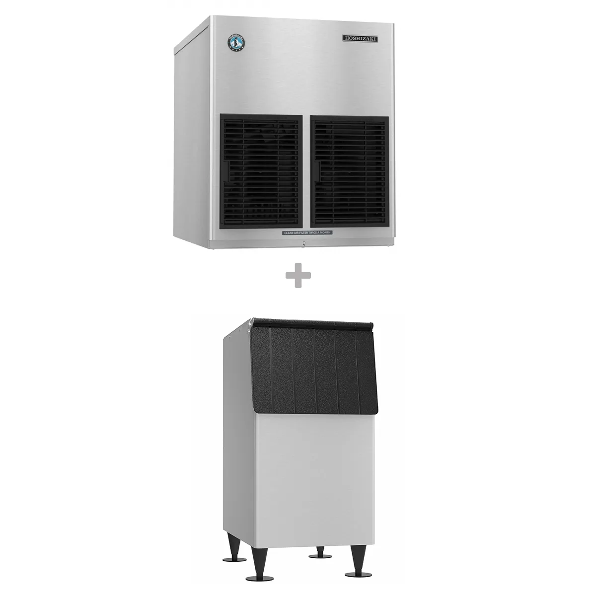 Hoshizaki F-801MWJ-C/B-300SF Water Cooled Nugget 632 lb Ice Machine with Bin, 300 lb Storage