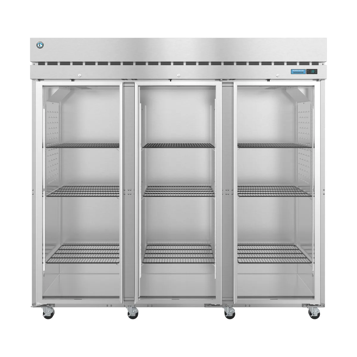 Hoshizaki R3A-FG 82" 3-Section Reach-In Refrigerator w/ 3 Glass Full Doors, Top Mounted, Stainless Steel, 79 cu. ft.