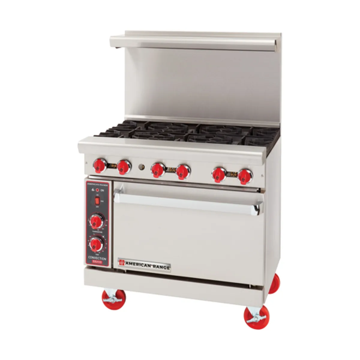 American Range AR-6-C 36" Gas Restaurant Range w/ (6) Open Burners, (1) Convection Oven, 222.000 BTU