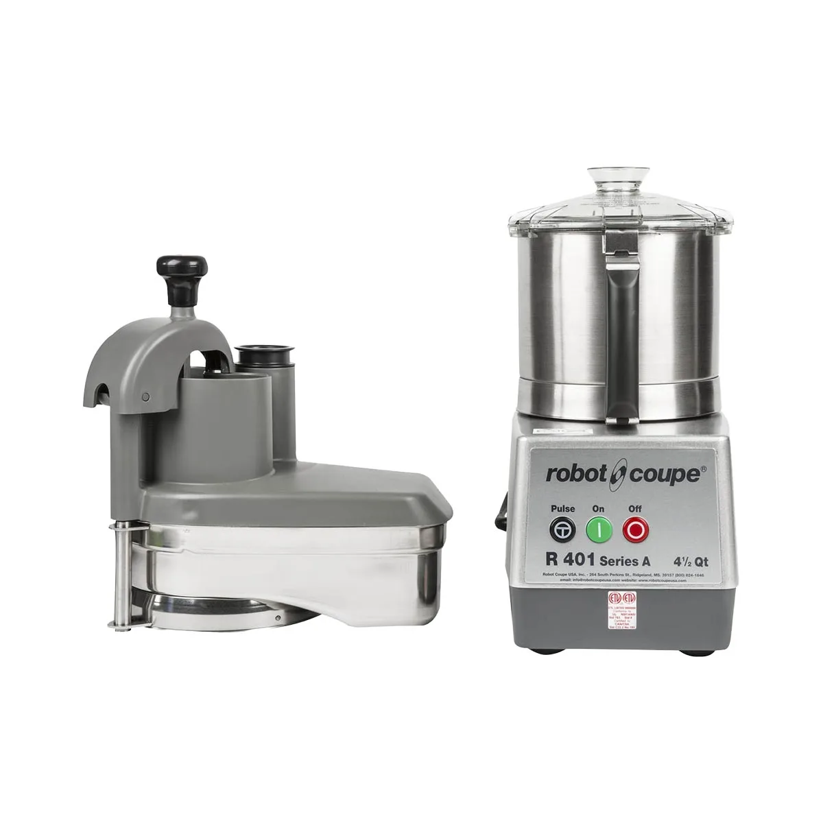 Robot Coupe R401 Combination Food Processor, 4.5L Stainless Steel Bowl with Handle, 1.5 HP, 1725 RPM