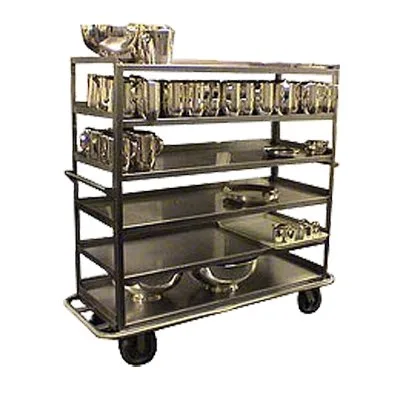Carter-Hoffmann T600 Stainless Steel 6-Shelf Queen Mary Cart w/ 1200 lb. Capacity, Flat Edges