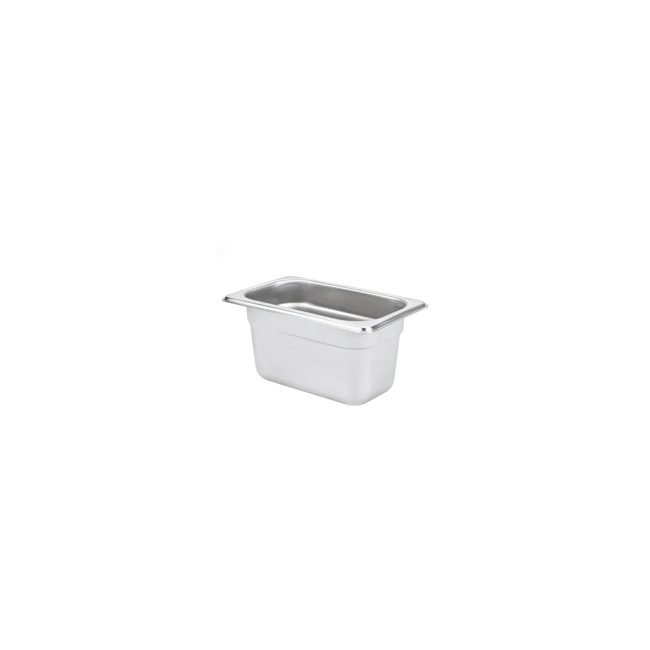 CAC China STPN-23-4 Steel Steam Table Pan, 1/9-size, 4" deep, Stacking Lug, Dishwasher Safe