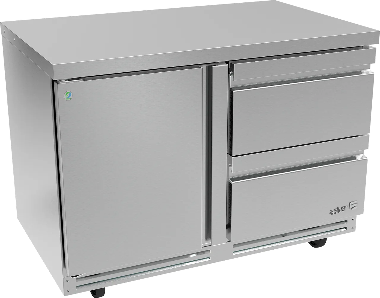 Asber AUTR-48-D2-P 48" 2-Drawer Undercounter Fridge, Stainless Steel, Front Breathing, 16.7 cu. ft.