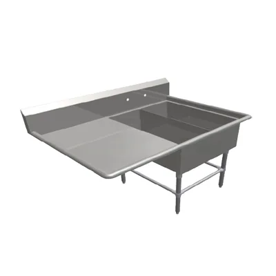 John Boos 2PB1431-1D30L 62" Two Compartment Sink, 14"W x 31"L Bowl With Left-Hand Drainboard