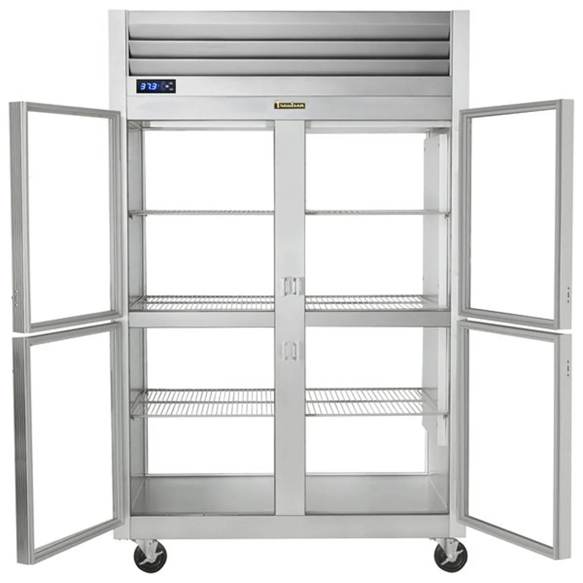 Traulsen G21004P 52" 2-Section Pass-Thru Refrigerator w/ 8 Half Glass Doors (left/right hinged), R450A, 49.84 cu. ft.