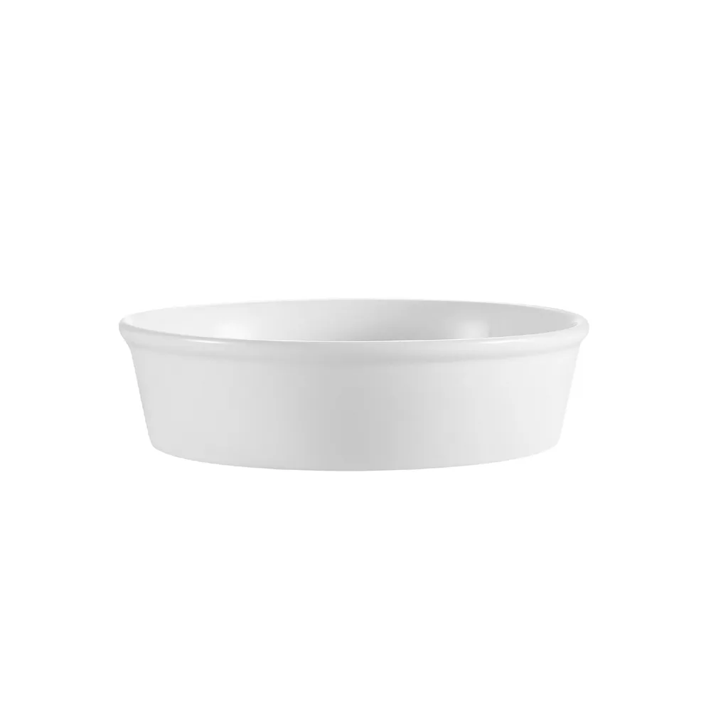 CAC China RDP-11 - 11" Round Baking Dish, 80 oz White Porcelain, Oven/Microwave/Dishwasher - 1 Dozen