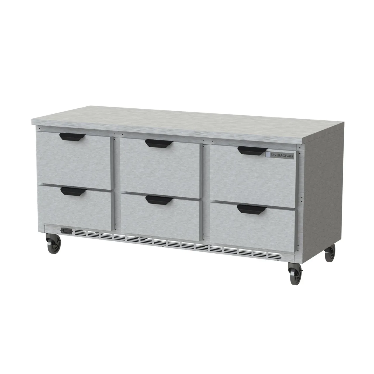 Beverage Air WTRD72AHC-6-FLT 72" 3-Section Worktop Refrigerator w/ 6 Drawers, 17.88 cu. ft.