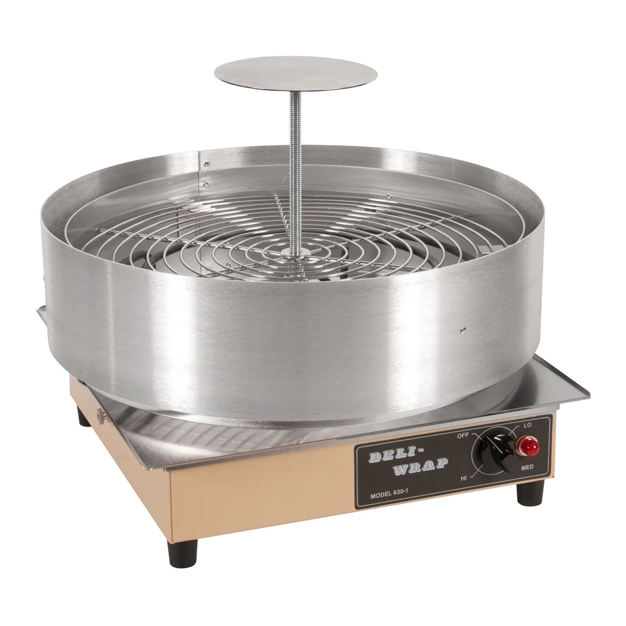Omcan USA 13216 Countertop Pizza Shrink Wrapper, 10‑12″ Pizza Capacity, Pedestal, 14″ Heat Shroud, 120V 1150W
