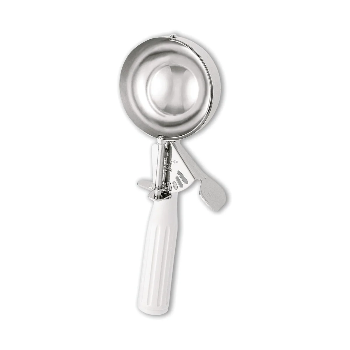 Hamilton Beach 78-06 Ice Cream Disher #6, 4-5 oz, Thumb-Press Steel Bowl, White Handle, NSF
