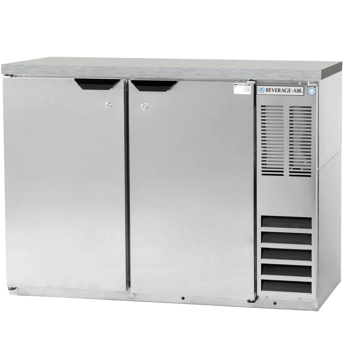 Beverage Air BB48HC-1-F-S-27 48" 2 Section Black Back Bar Cooler with Solid Door