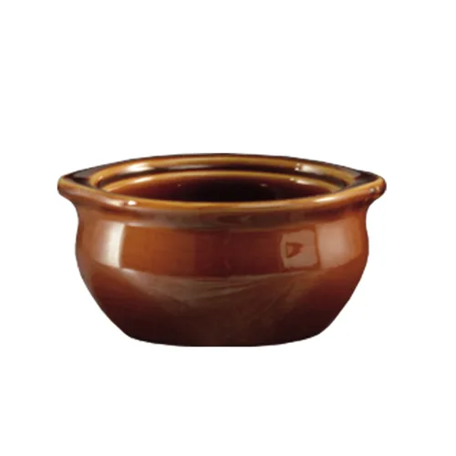 CAC China OC-12-BWN Onion Soup Crock Bowl, 12 oz, 5" Dia, Brown Ceramic, Microwave Safe - 1 Dozen