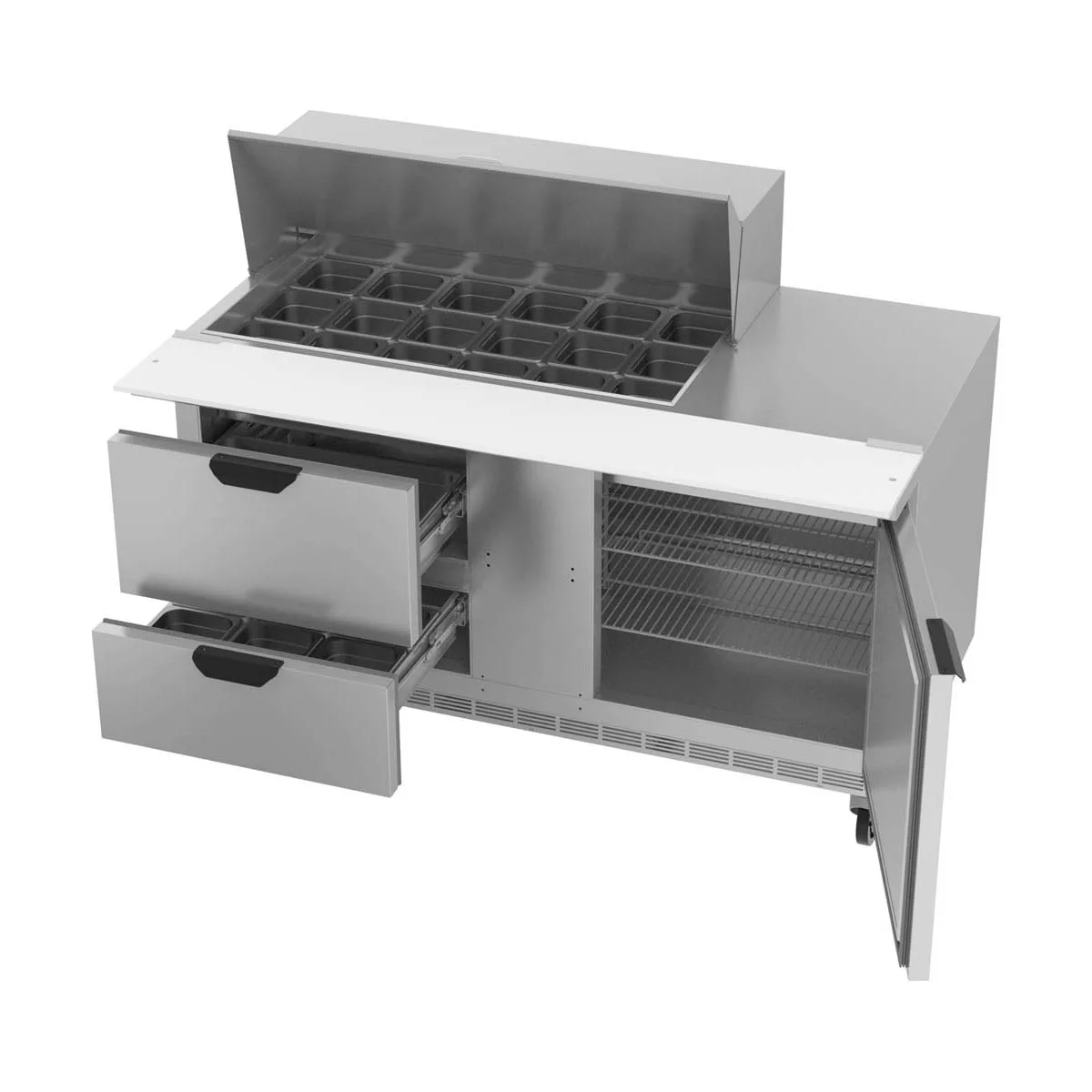 Beverage Air SPED60HC-18M-2 60" Mega Top Sandwich/Salad Prep Table w/ 4 Drawers & 1 Door, 18 Pans