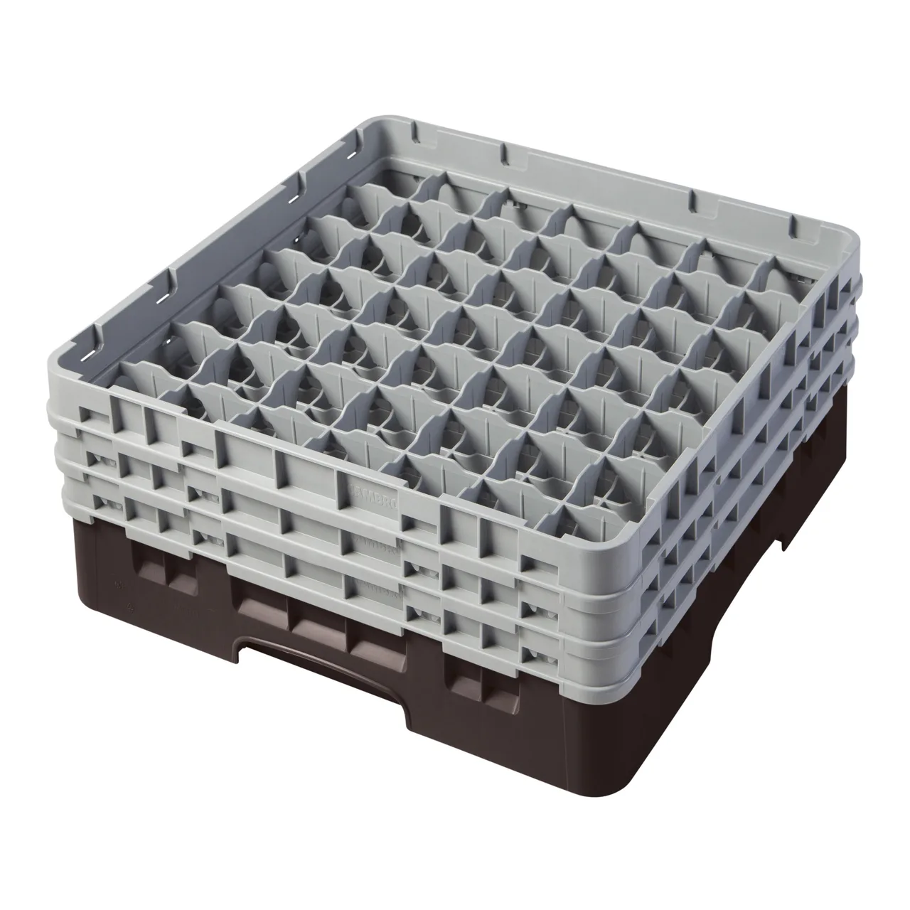 Cambro 49S638167 Camrack Glass Rack, Full Size, Brown, 19-3/4 x 19-3/4 x 8-7/8, 49 Compartments, 2-7/16 Max Dia, HACCP Compliant, NSF