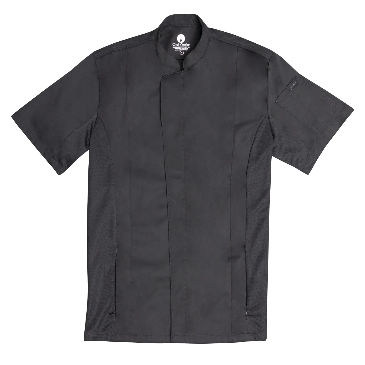 Chef Works CES02-BLK-2XL - Bristol V-Series Chef Coat, 2XL Black, Cool Vent™ Panels, Snap Closure