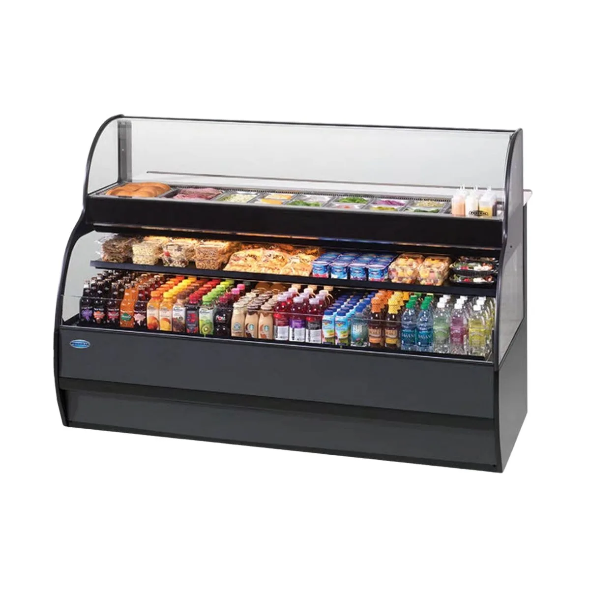 Federal Industries SSRSP5052 50" Combination Sandwich / Salad Prep Refrigerator Over Refrigerated Merchandiser