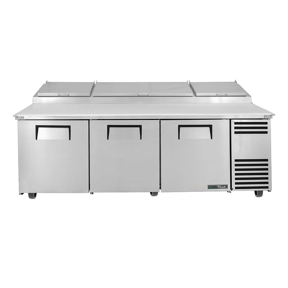 True TPP-AT2-93-HC 93" Refrigerated Pizza Prep Table w/ 3 Doors, (12) 1/3 Pans