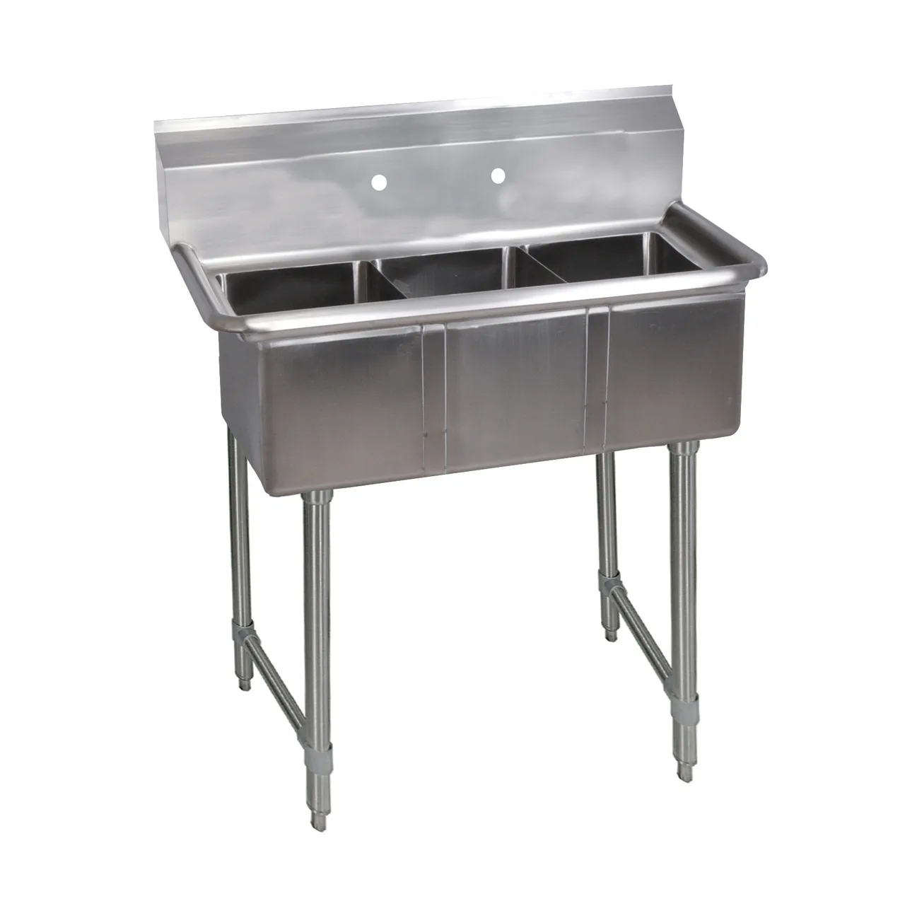 BK Resources BKS-3-1014-10S Three Compartment Sink, 35-1/2"W X 19-13/16"D X 39-3/4"H