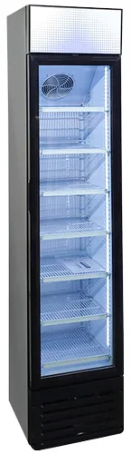 Omcan USA 47240 - 16" One Section Glass Door Merchandiser Refrigerator, 5 cu ft, Black, 110V, R600a