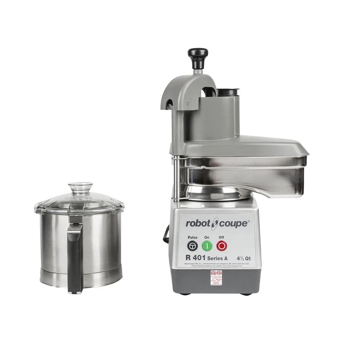 Robot Coupe R401 Combination Food Processor, 4.5L Stainless Steel Bowl with Handle, 1.5 HP, 1725 RPM